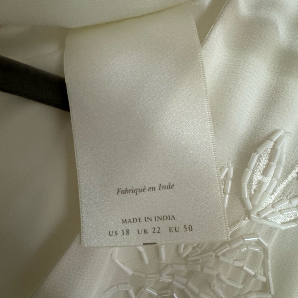 BHLDN Anthropologie Nassau DeepV Embroidered Side Slit Wedding Gown Ivory Size18 - Picture 9 of 11